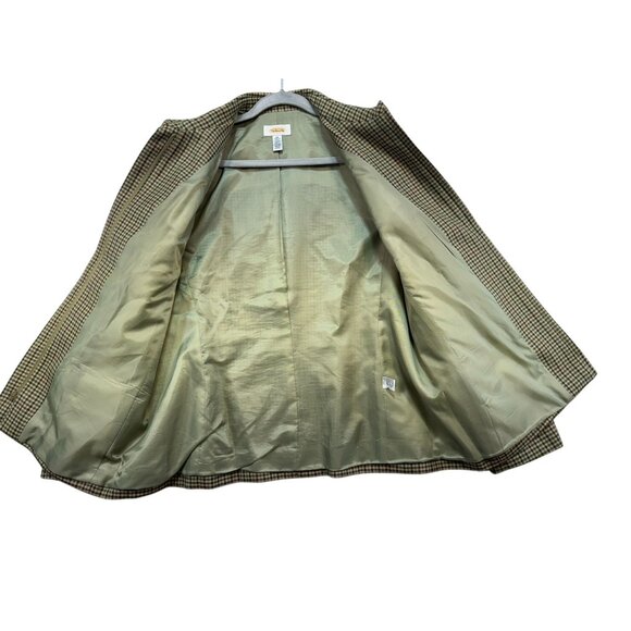 Talbots Womens Plaid Wool Jacket Size 16 Brown Cream Gingham Academia Scholar Ma - Picture 10 of 16